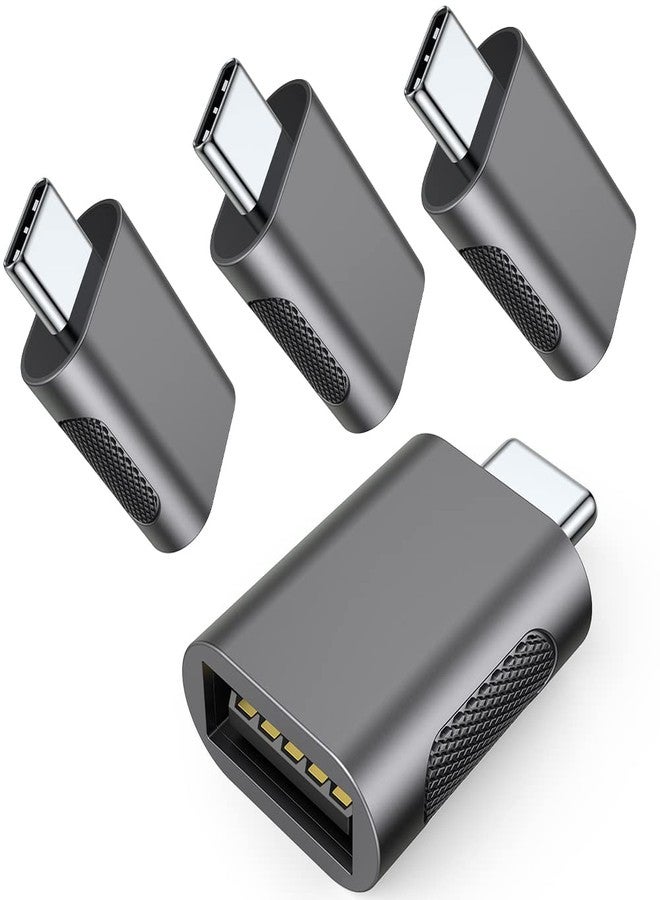 AuviPal 10Gbps USB C to USB 3.1 Adapter (4 Pack), Thunderbolt 4/3 to USB OTG Converter for iPhone 15, MacBook, iPad, iMac and More Type C Devices - Space Grey - Image 1
