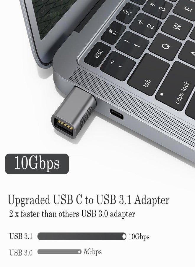 AuviPal 10Gbps USB C to USB 3.1 Adapter (4 Pack), Thunderbolt 4/3 to USB OTG Converter for iPhone 15, MacBook, iPad, iMac and More Type C Devices - Space Grey - Image 2