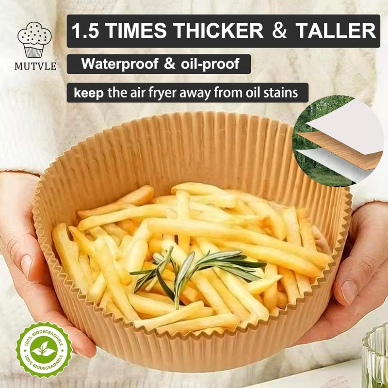 mutvle 10 Inch Air Fryer Disposable Paper Liner Round XXL Size 100Pcs Air Fryer Parchment Paper Liners for 7QT Air Fryer Nonstick Food Grade Baking Paper - Image 4
