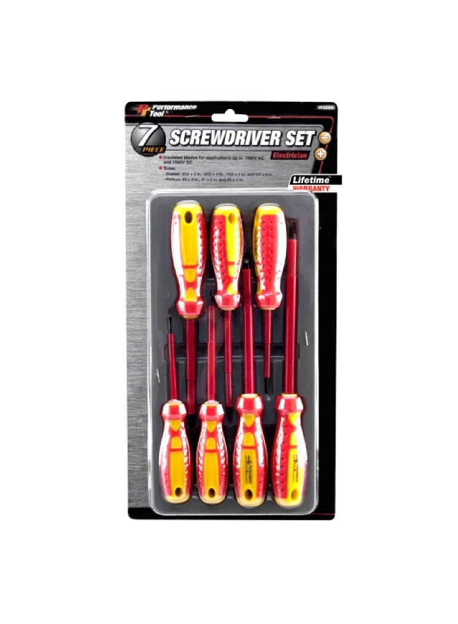 ACE 7-Piece Electrician Screwdriver Set Red and Yellow 38.1 x 19.05 x 3.81 cm W30897 - Image 2