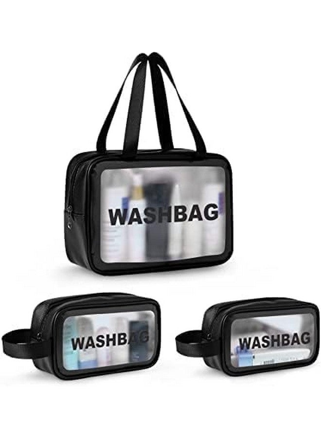 RP MALL Travel Toiletry Bag for Women Men Translucent Waterproof Travel Makeup Cosmetic Pouch Traveling Organizer for Wash Bag Cosmetic Accessories (3 PCS Set) - Image 1
