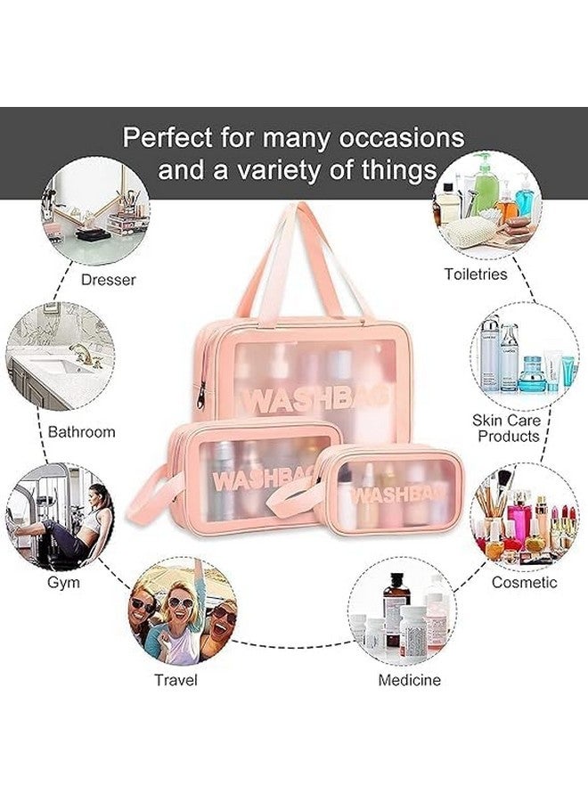 RP MALL Travel Toiletry Bag for Women Men Translucent Waterproof Travel Makeup Cosmetic Pouch Traveling Organizer for Wash Bag Cosmetic Accessories (3 PCS Set) - Image 5