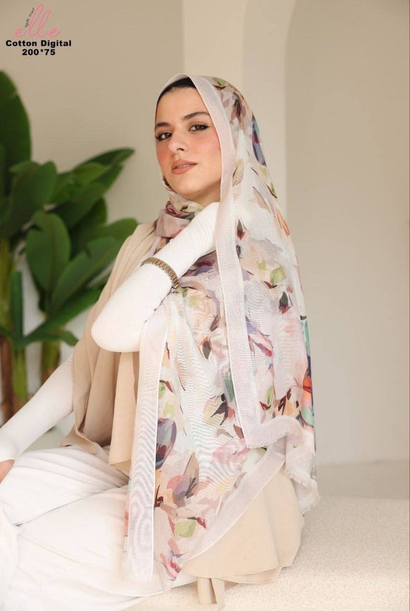Luxury Veil Cotton Islamic Hijab for Women for Occasions and Regular Days - Size (200cm x 75cm)