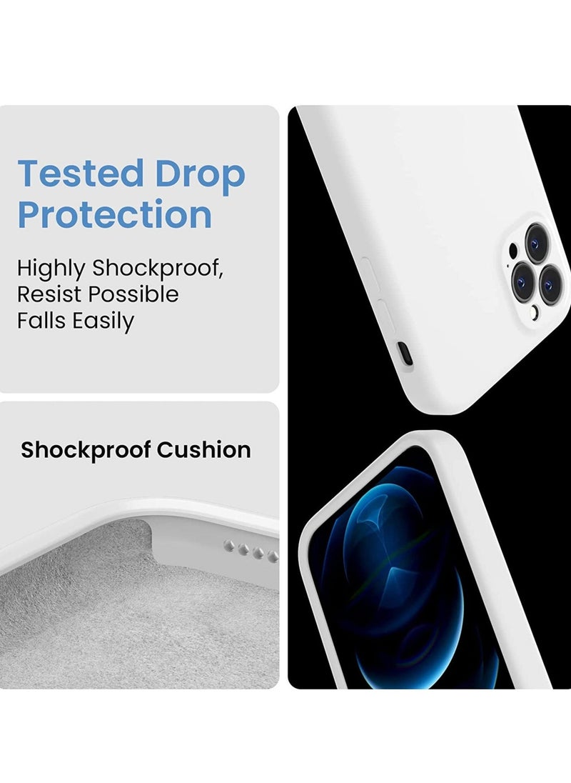Raxoom for iPhone 14 Pro Max Case, Silicone Upgraded [Camera Protection] Phone Case with [2 Screen Protectors], Soft Anti-Scratch Microfiber Lining Inside, 6.7 inch, White - Image 1