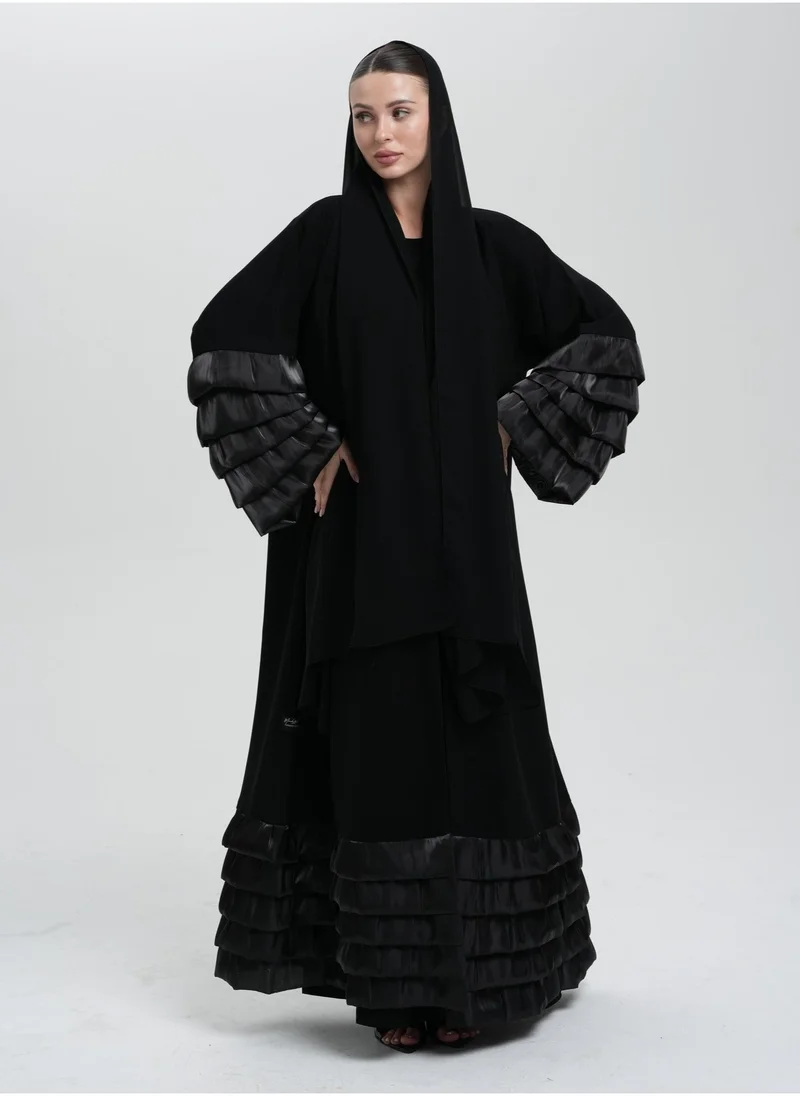 Meem by Mariyah Front open abaya with frills