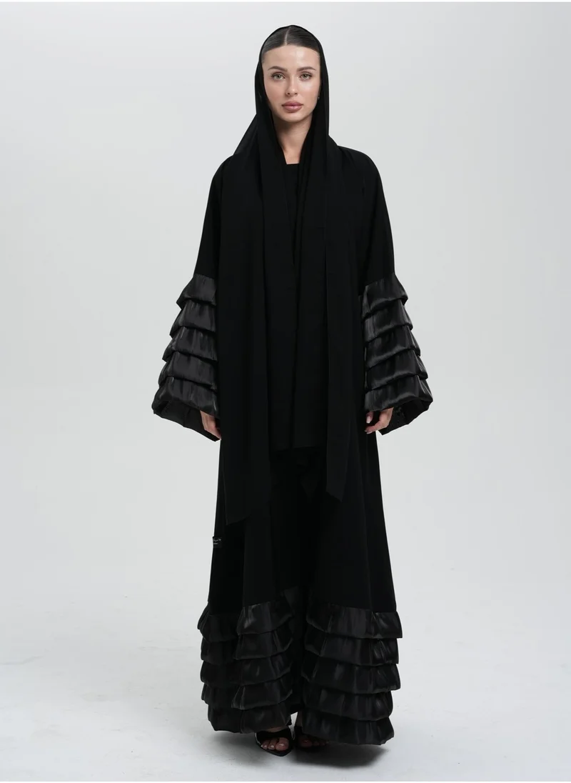 Meem by Mariyah Front open abaya with frills