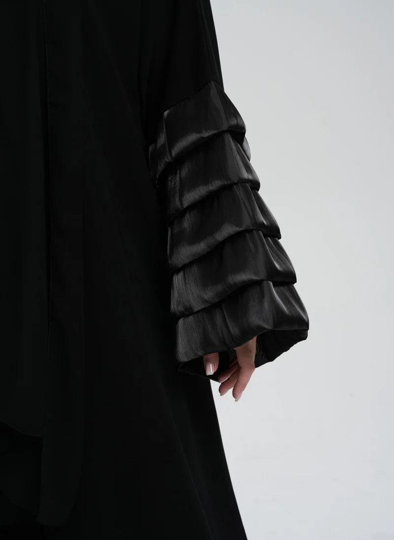 ميم باي ماريا Front open abaya with frills