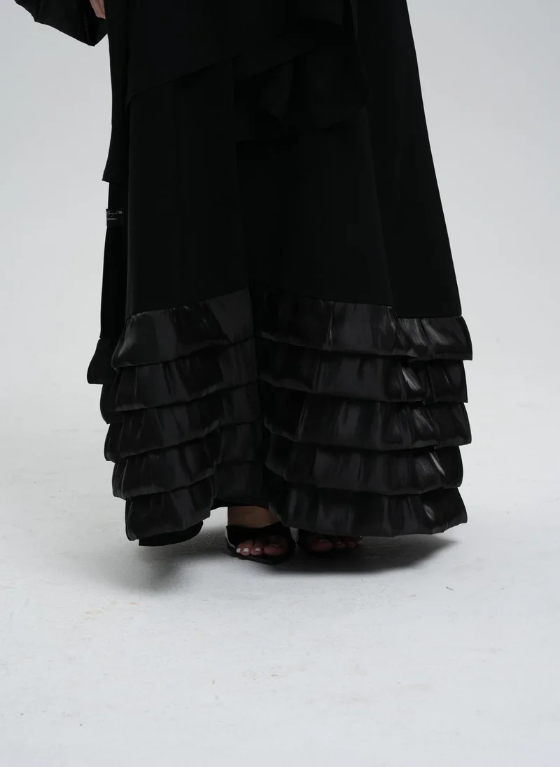 Meem by Mariyah  Front open abaya with frills for Women | Best Price UAE