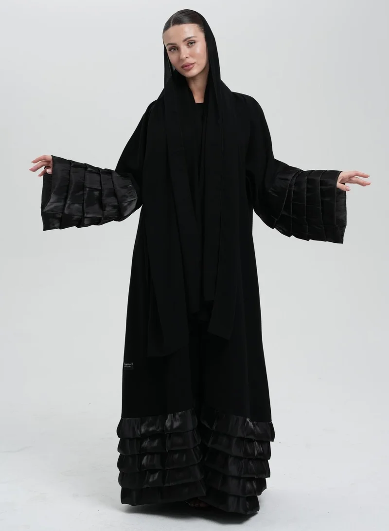 Meem by Mariyah  Front open abaya with frills for Women | Best Price UAE