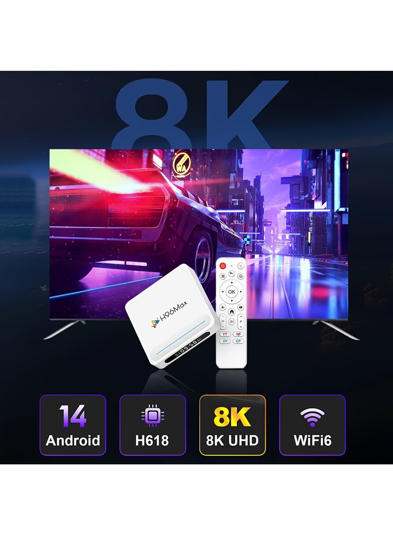 H96 Max Android TV Box 14.0, 4GB RAM 32GB ROM Android Box, 5G Dual WIFI BT5.4 WIFI6 8K Video Decoding 3D HDR Support, Ultra HD Voice Control Smart Home Player - Image 4