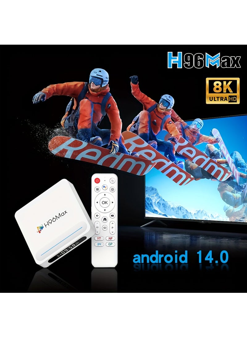 H96 Max Android TV Box 14.0, 4GB RAM 32GB ROM Android Box, 5G Dual WIFI BT5.4 WIFI6 8K Video Decoding 3D HDR Support, Ultra HD Voice Control Smart Home Player - Image 2