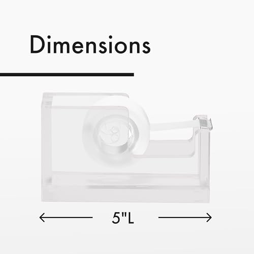 OfficeGoods Acrylic Tape Dispenser – Modern Desk Organizer for Office Supplies – Heavy Duty Refillable Tape Holder for Home and School Crafting – Stylish Desktop Accessory for Gift Wrapping, Silver - Image 4
