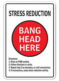 SignMission Stress Reduction Bang Head Here Aluminum Sign Therapy Anxiety ; Indoor Outdoor ; 10" Tall  - Image 1