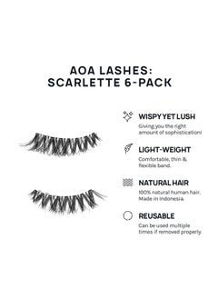 AOA STUDIO 6 Pairs Scarlette Natural Handmade False Eyelashes With Glue And Tweezer Lash Kit Natural Volume Reusable Soft Makeup False Eyelashes 100 Percent Handmade Cruelty Free  - Image 2