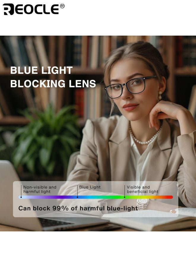 ريوكل نظارات بلو لايت بلوك غير محددة الجنس بإطار صغير عدسة الكمبيوتر مثبطة للضوء الأزرق للاستخدام للشاشات للنساء والرجال والمراهقين - Image 2