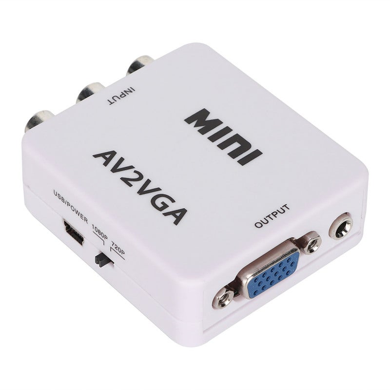 محول AV صغير مركب إلى VGA بدقة 480P لجهاز فك التشفير التلفزيوني - محول الصوت والفيديو (أبيض) - Image 2