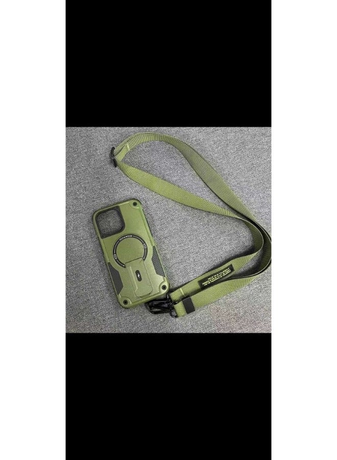 ACLIX 15 Pro Max Magnetic wireless charging phone case with bracket Green - Image 1