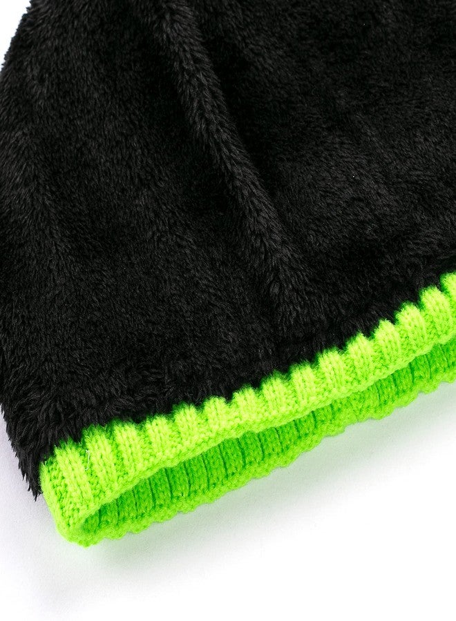 Vgogfly Lined Men Beanie Slouchy Knit Skull Cap Warm Stocking Hats Guys Women Striped Winter Beanie Hat, Brite Lime, One size - Image 4