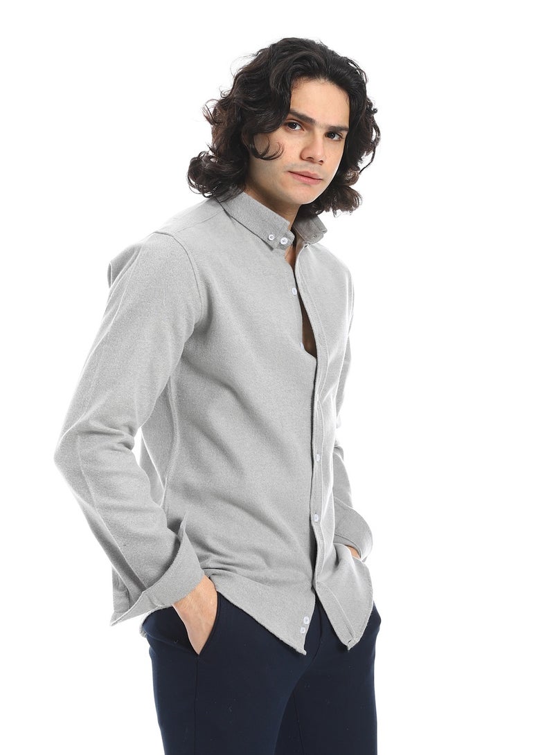 Andora Brushed Cotton Comfort Shirt_Grey - Image 2