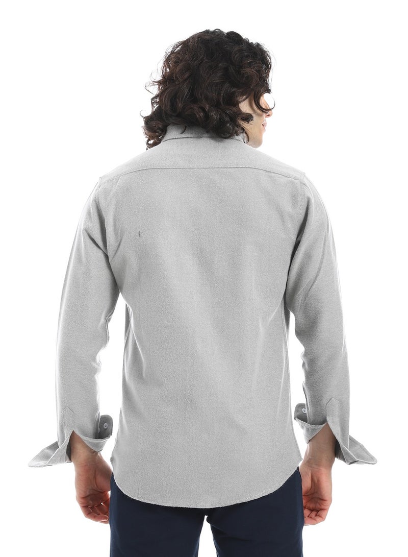 Andora Brushed Cotton Comfort Shirt_Grey - Image 3