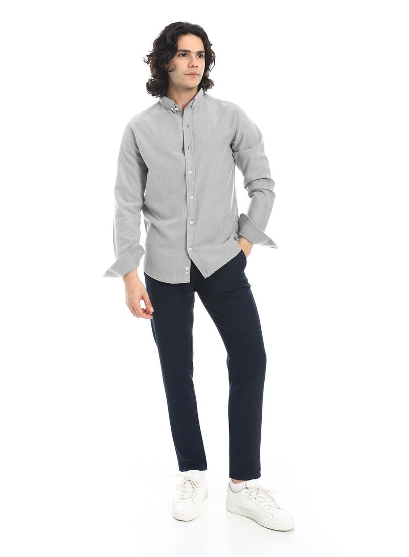 Andora Brushed Cotton Comfort Shirt_Grey - Image 5