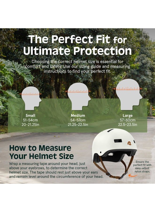 Retrospec Dakota Bicycle/Skateboard Helmet for Adults - Commuter, Bike, Skate, Scooter, Longboard & Incline Skating -Highly Protective & Premium Ventilation- Large - Matte Eggshell - Image 5
