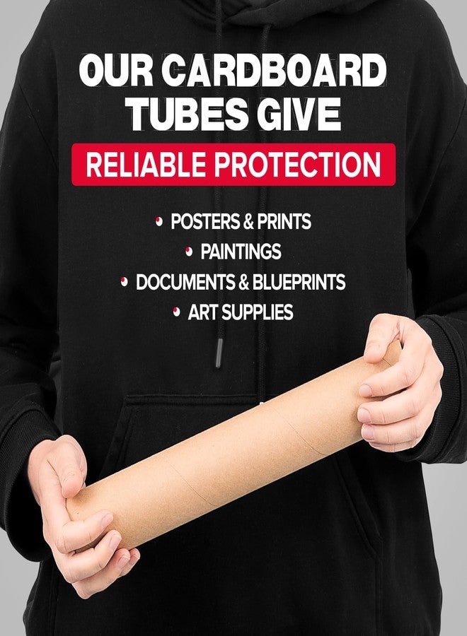 Paclord 2" x 20" Reinforced Kraft Paper Mailing Tube, Pack of 6 Tubes with 12 Caps – Secure USPS Approved Poster Tube – Made in USA Cardboard Tube for Shipping and Storing Posters, Prints, Artwork - Image 4