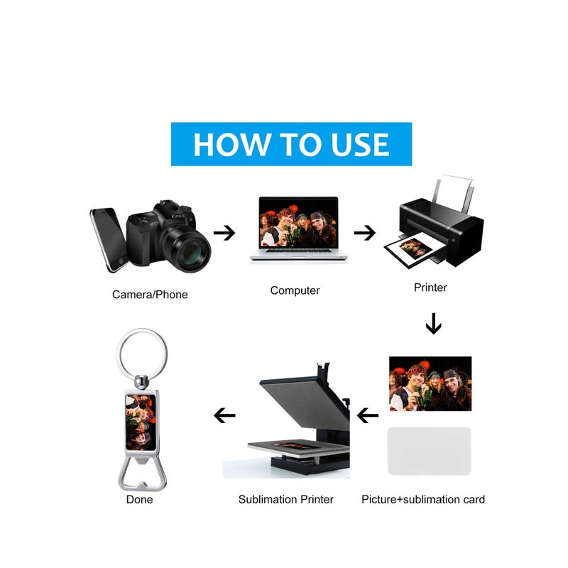 SOLARAE Sublimation Blanks Keychains Metal Bottle Opener Blank Key Rings 6Pcs - Image 5