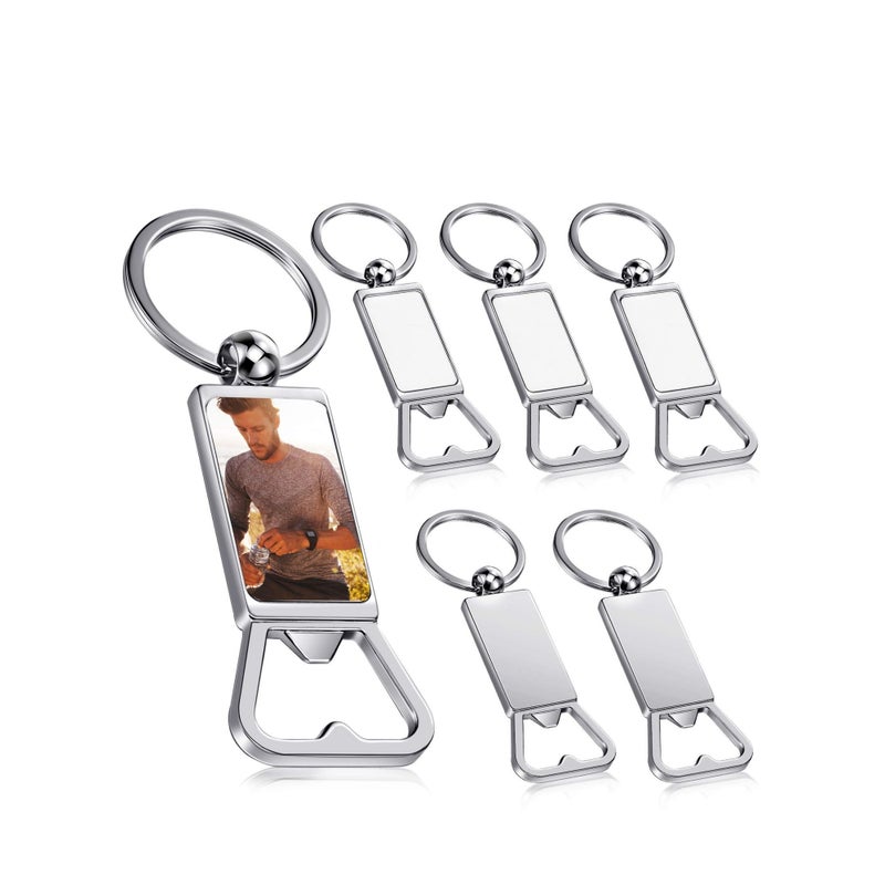SOLARAE Sublimation Blanks Keychains Metal Bottle Opener Blank Key Rings 6Pcs - Image 1