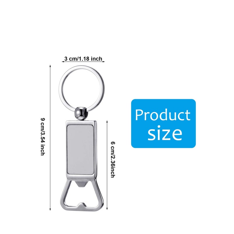 SOLARAE Sublimation Blanks Keychains Metal Bottle Opener Blank Key Rings 6Pcs - Image 2