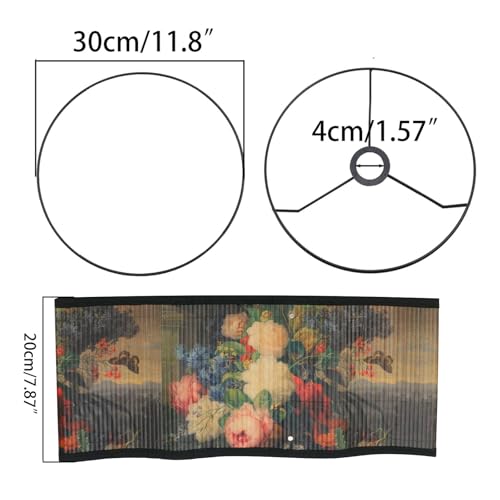Yuqim Floral Lamp Shades E27 Vintage Flower Patterned Lampshade 118 x 79 Printed Oval Lamp Cover for Table Floor Light ChandelierBlossom - Image 3