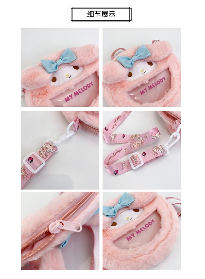 MY MELODY Transparent visible cartoon plush crossbody toy bag  - Image 4
