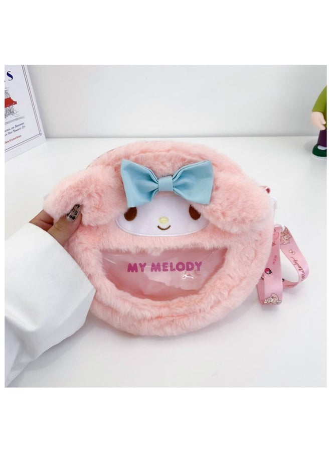 MY MELODY Transparent visible cartoon plush crossbody toy bag  - Image 1