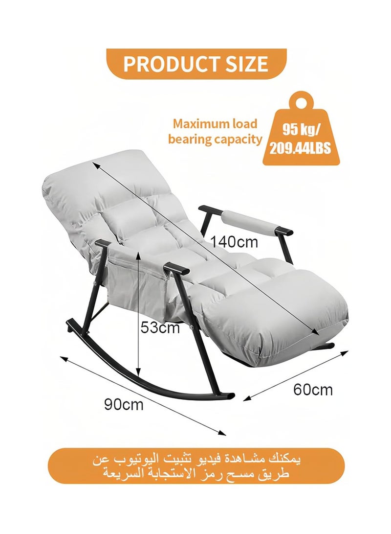 رات سو كرسي هزاز قابل للتعديل مسند ظهر ناعم مع جيب جانبي لغرفة المعيشة غرفة نوم شرفة كرسي هزاز حديث للاسترخاء -قابل للتعديل إلى 5 أوضاع، مثالية للاسترخاء في المنزل أو في الحديقة - Image 2
