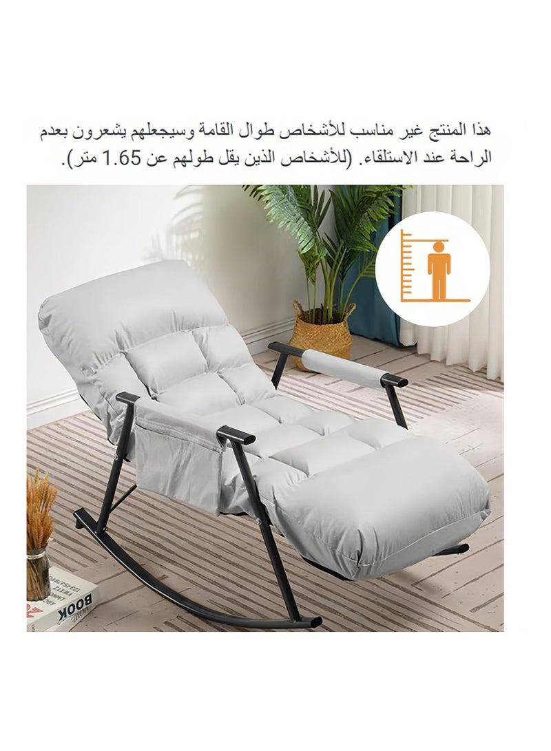 رات سو كرسي هزاز قابل للتعديل مسند ظهر ناعم مع جيب جانبي لغرفة المعيشة غرفة نوم شرفة كرسي هزاز حديث للاسترخاء -قابل للتعديل إلى 5 أوضاع، مثالية للاسترخاء في المنزل أو في الحديقة - Image 3