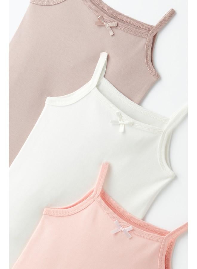 JUNE June Baby Girl 3-Pack Rope Suspender Interlock  Bodysuit Pink - Ecru - Dark Powder - Image 4