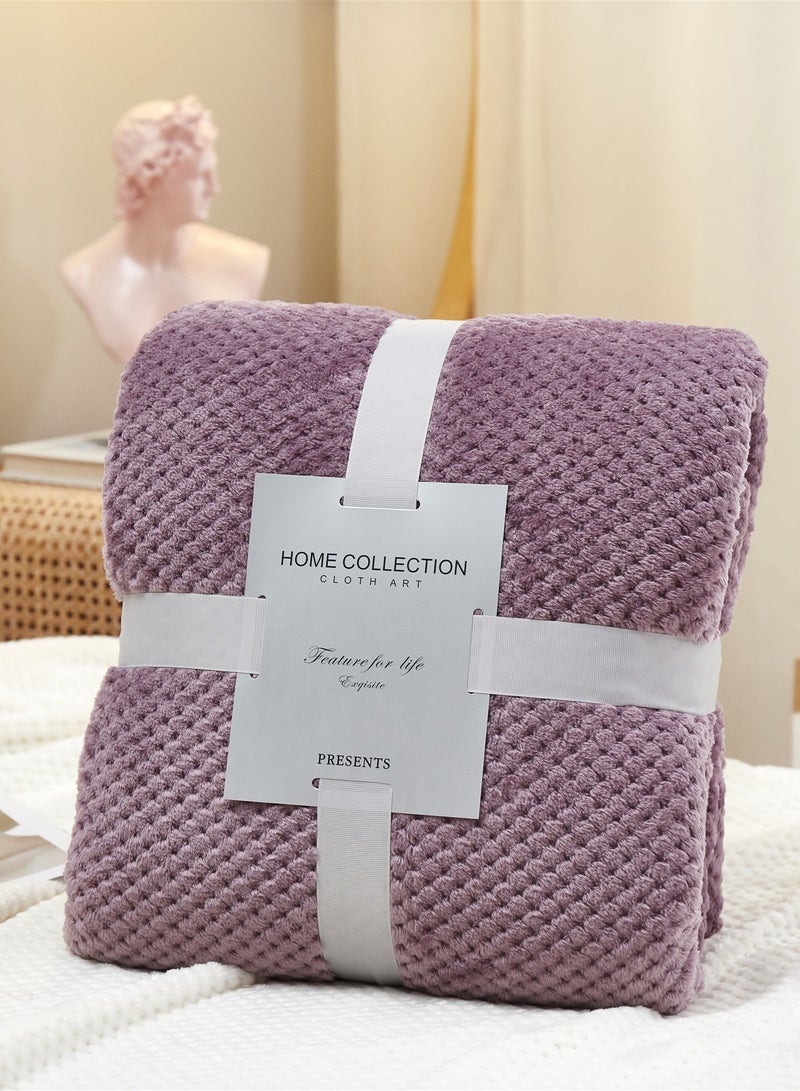Loquat Solid Color Pineapple Check Blanket Sofa Blanket Coral Velvet Blanket Flannel Blanket Nap Blanket Purple 