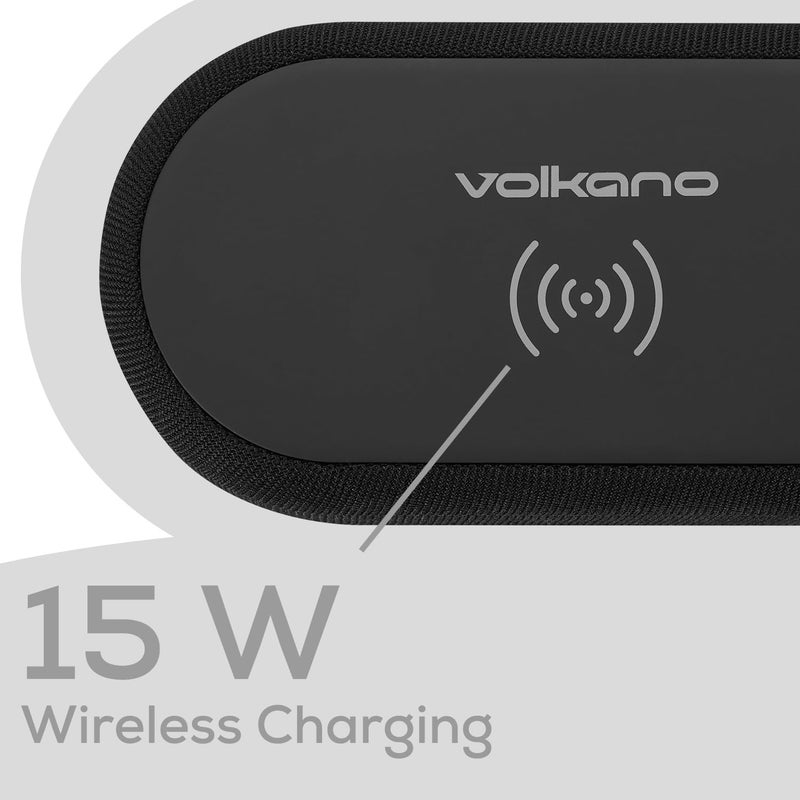 Volkano Bluetooth Speaker with Alarm Clock,15W Fast Wireless Charger for all smartphone, Bluetooth Version: V5.3, LED Display, Play Time: 45min 3 Hours, Battery 1200 mAh Black - Image 5