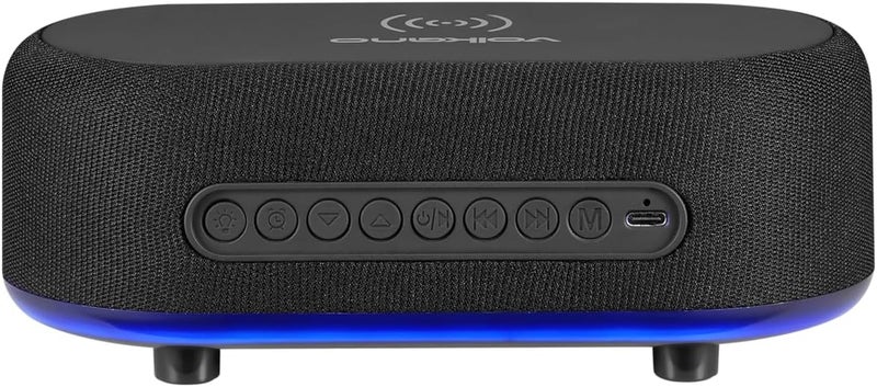 Volkano Bluetooth Speaker with Alarm Clock,15W Fast Wireless Charger for all smartphone, Bluetooth Version: V5.3, LED Display, Play Time: 45min 3 Hours, Battery 1200 mAh Black - Image 2