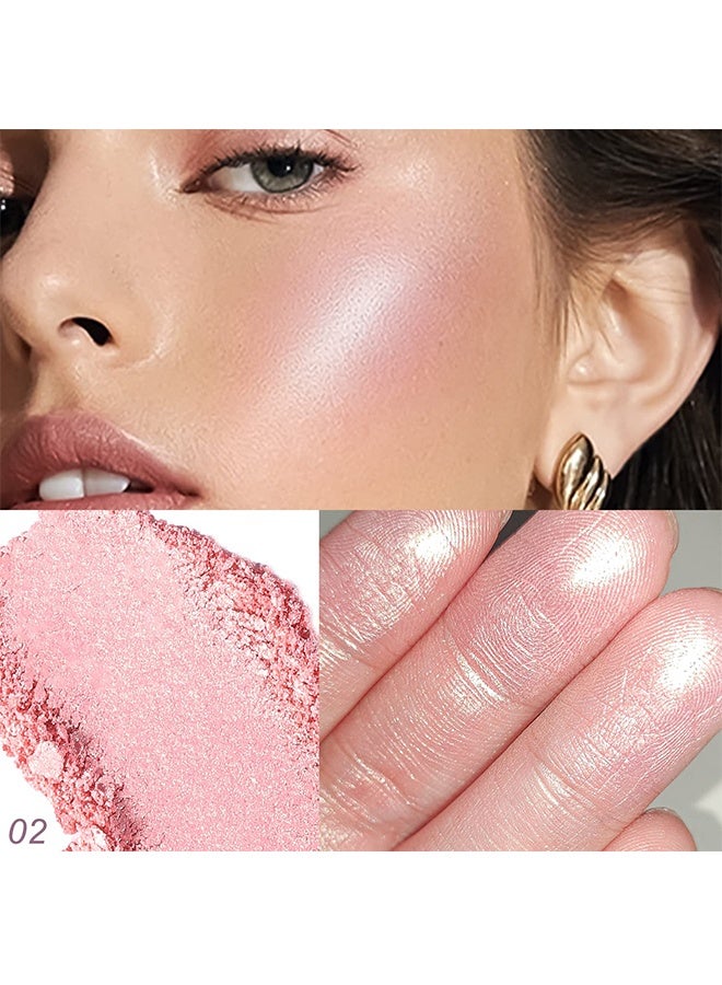 YOUNG VISION Highlighter，Baked Highlighter Powder Palette, Sheer Pearl Shimmer Shades for Face Highlighter Makeup, Rose/Pink Blush Powder, Highly Pigmented  #02 - Image 2