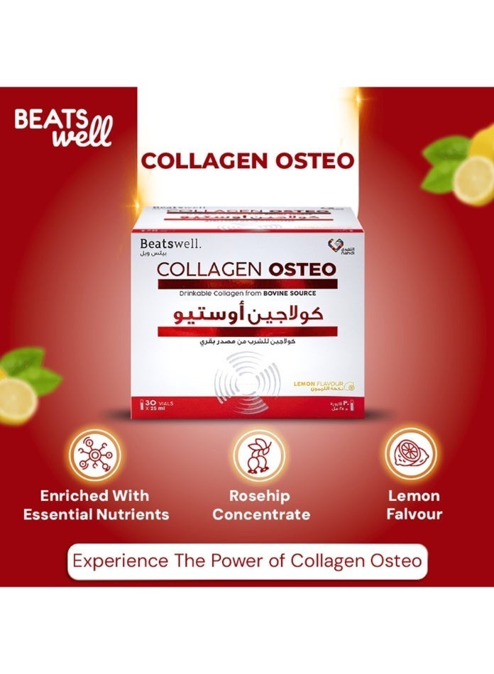 BeatsWell بياتسويل كولاجين أوستيو كولاجين بنكهة الليمون - 30 قارورة صالحة للشرب - Image 2