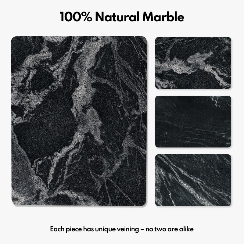 Lovdeco Marble Cutting Board, Pastry Board For Kitchen, Large Black With White Vine Marble Slab Gift With Non-Slip Feets, 16x20 Inch, 1 Piece - Image 4