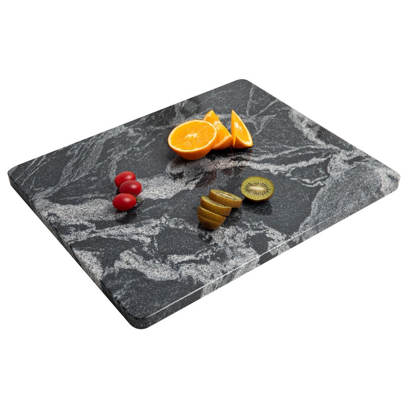 Lovdeco Marble Cutting Board, Pastry Board For Kitchen, Large Black With White Vine Marble Slab Gift With Non-Slip Feets, 16x20 Inch, 1 Piece - Image 1