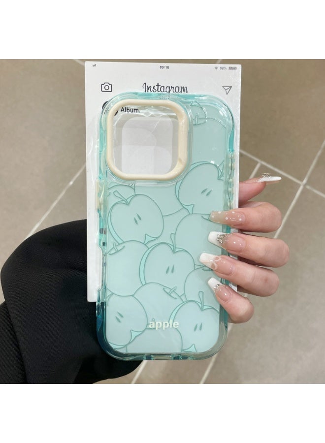 NIBEMINENT Cute Creative Fruits Protective TPU Case Cover For iPhone 15, Green Apple