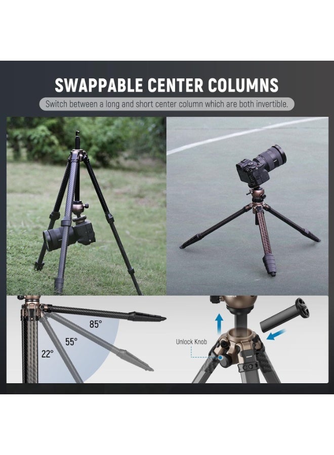 Neewer LT35 LiteTrip 61″ Carbon Fiber Travel Tripod with Panoramic Ball Head – Lightweight 1.13 kg, 22 lb Load Capacity, Arca QR & Phone Grip - Image 4