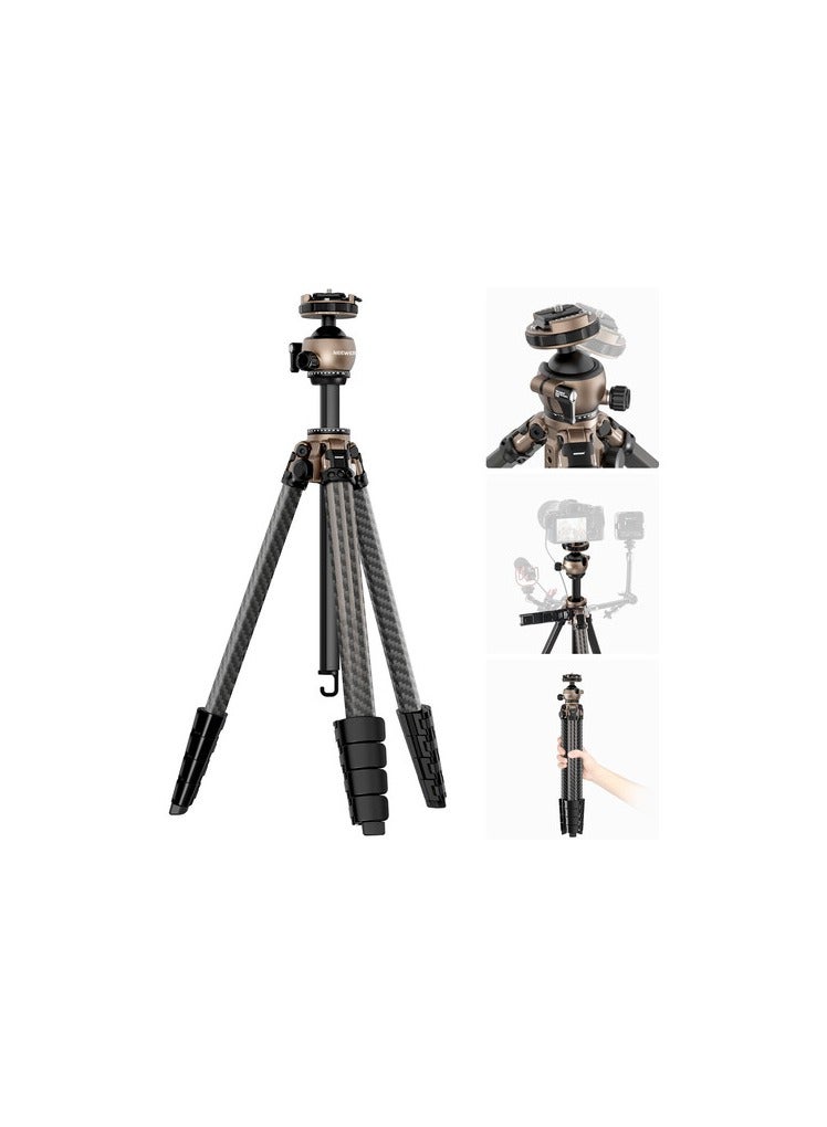 Neewer Neewer LT35 LiteTrip 61″ Carbon Fiber Travel Tripod with Panoramic Ball Head – Lightweight 1.13 kg, 22 lb Load Capacity, Arca QR & Phone Grip - Image 2