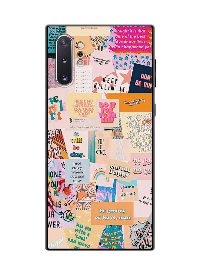 VR CREATIVE غطاء حماية لجهاز سامسونج جالاكسي نوت10 بلس 5G بتصميم اقتباسات متعددة بألوان متعددة - Image 1