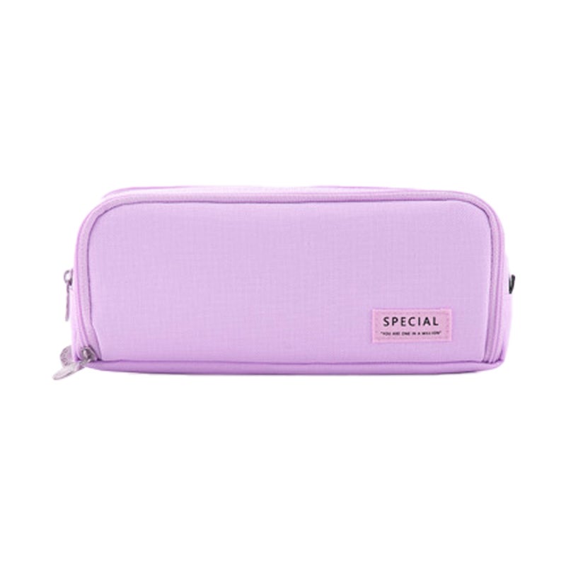Pencil Pouch: Purple Oxford Cloth - Large Capacity Cute Design Lightweight Durable Zipper Case for Kids Elementary Junior School Supplies Storage Organizer - Image 1