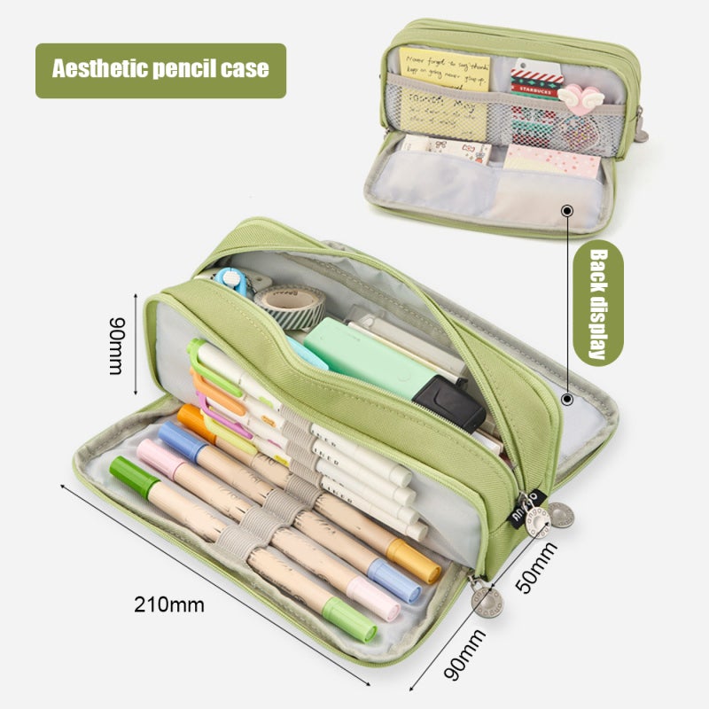 Pencil Pouch: Purple Oxford Cloth - Large Capacity Cute Design Lightweight Durable Zipper Case for Kids Elementary Junior School Supplies Storage Organizer - Image 3