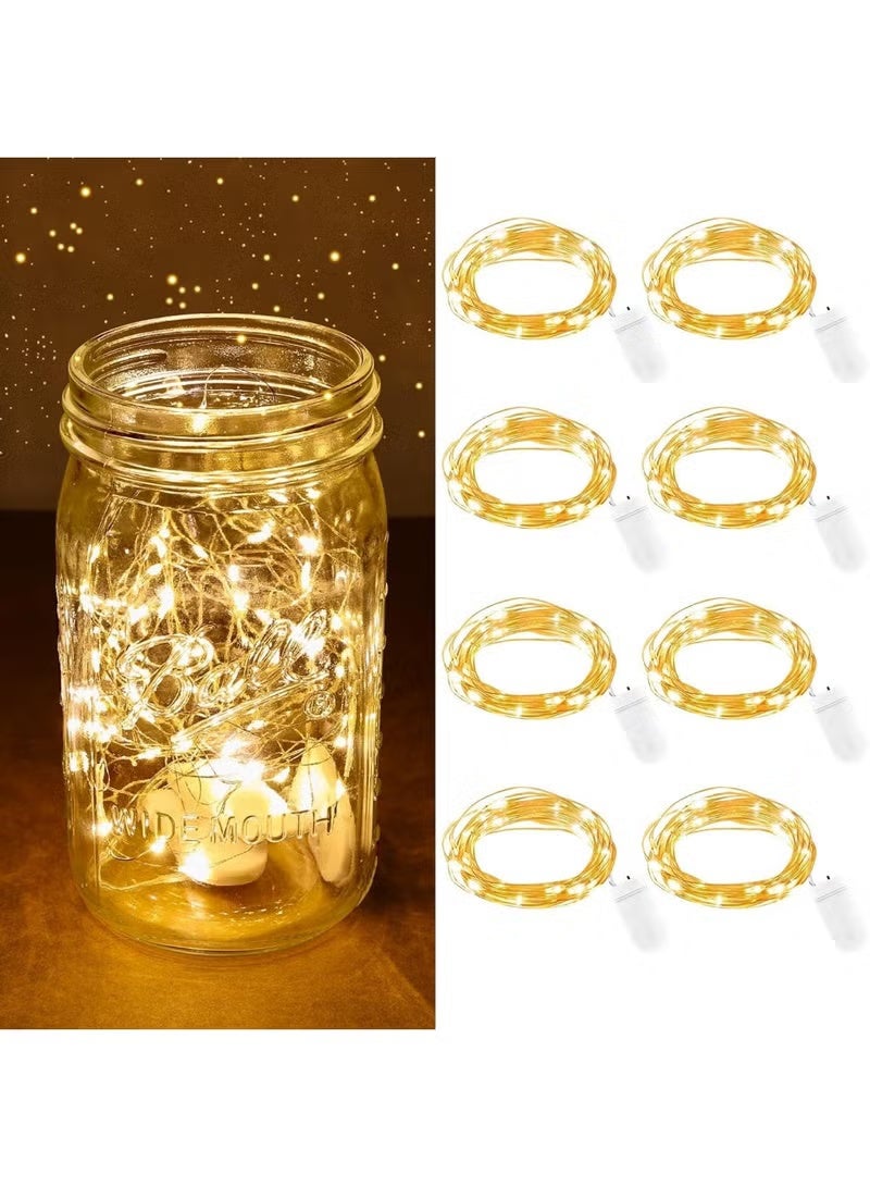8 Pack Fairy Lights Battery Operated, 2m 20 LED String Lights on Flexible Copper Wire | Warm White Mini Decorative Lights for Bedroom, Jars, DIY, Party, Wedding & Ramadan Festive Decor - Image 4